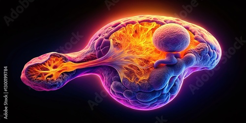 Silhouette Microscopic Image: Benign Brenner Tumor of Ovary, Showing Tumor Sheet and Ovarian Stroma photo