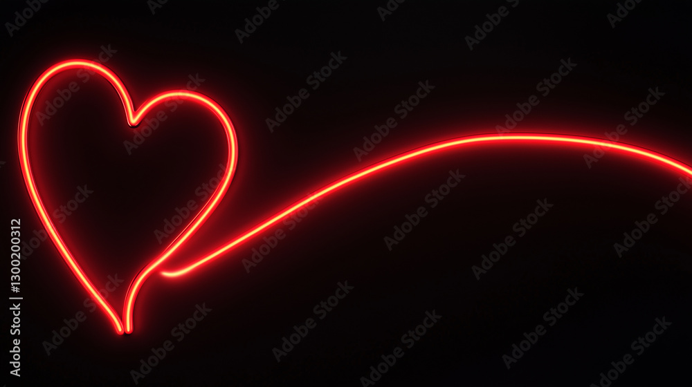Human heart on a black background in red neon lines - banner - copy text Human heart on a black background in red neon lines - banner - copy text