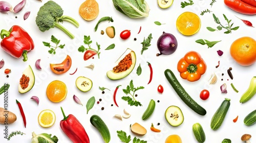 Colorful Fruits and Vegetables Still Life