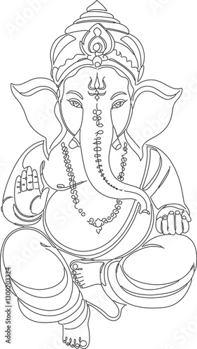 Line Art of Lord Ganesha