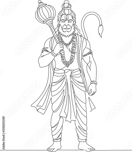 Line Art of Lord Hanuman