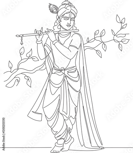 Line Art of Lord Krishna