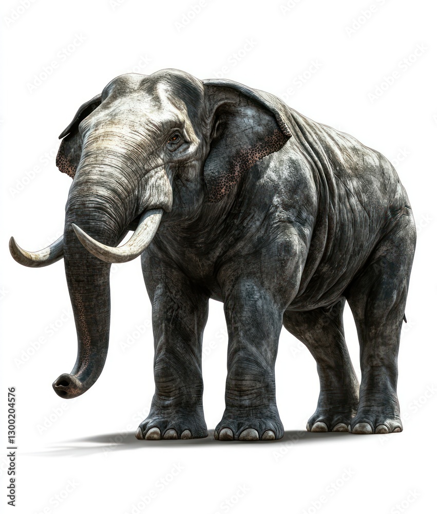 Fototapeta premium Majestic Asian elephant, standing, white background, wildlife