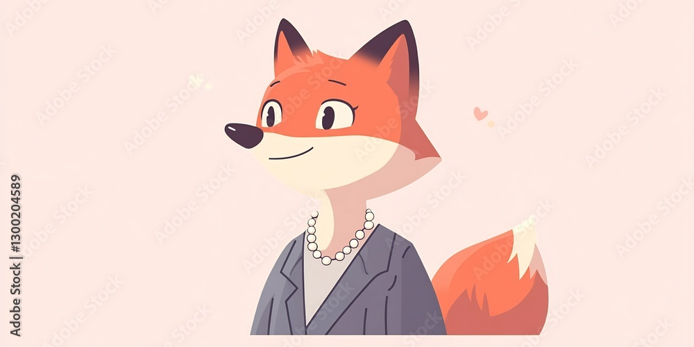 Obraz premium fox in gray blazer elegant office fashion digital art