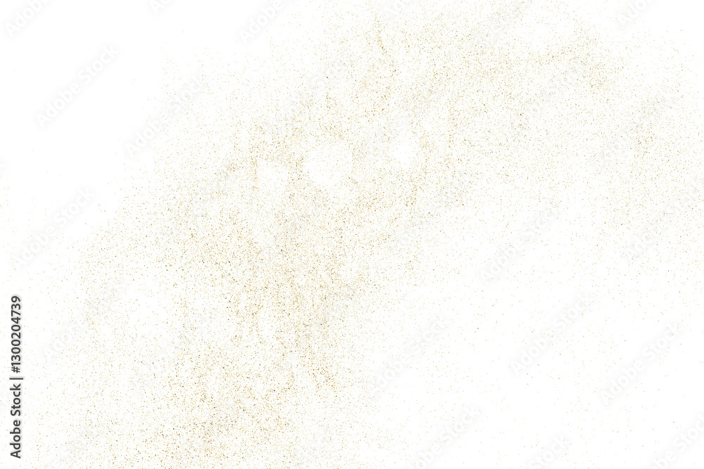 Gold texture pattern on transparent background. Old paper surface. Light golden confetti. Yellow Illustration backdrop. PNG design element.