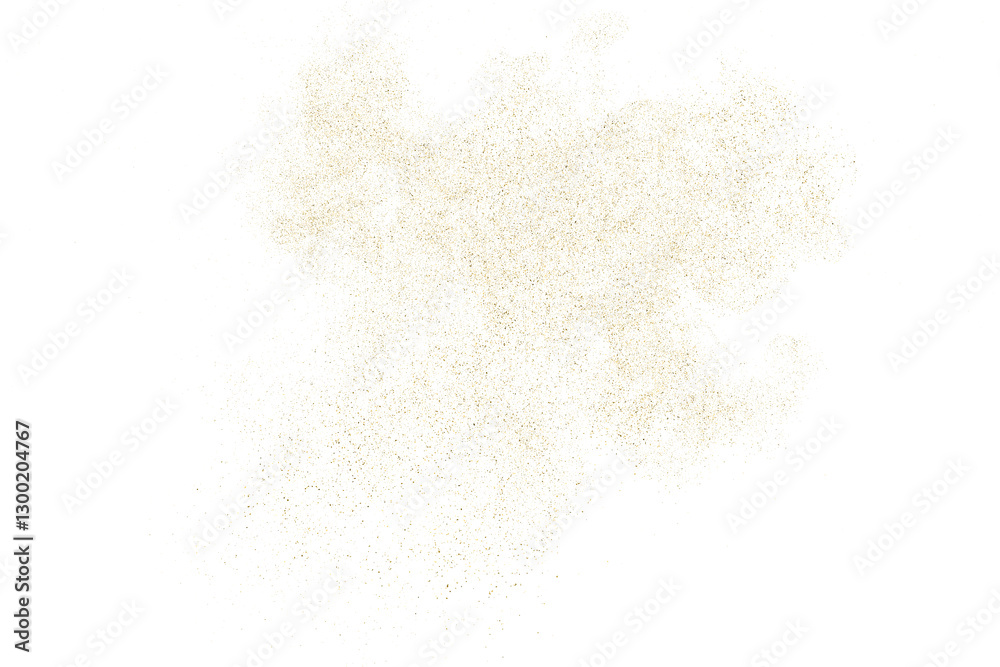 Gold texture pattern on transparent background. Old paper surface. Light golden confetti. Yellow Illustration backdrop. PNG design element.