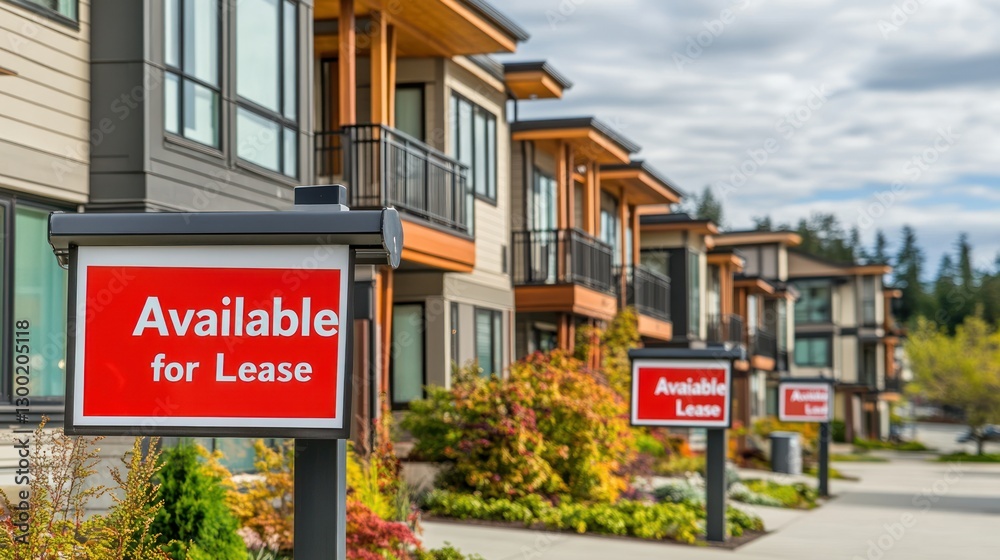 Fototapeta premium Luxury Townhouses Available for Lease: Modern Residential Community