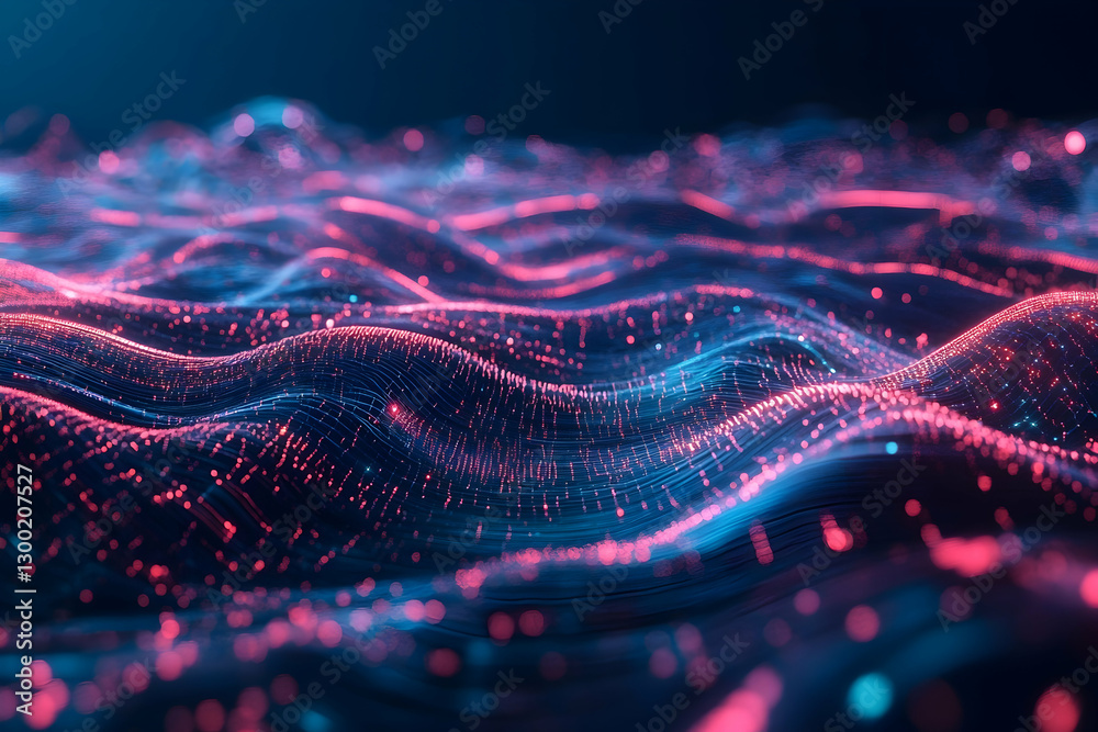 Abstract data landscape with glowing particles and lines for technology background use Abstract data landscape with glowing particles and lines for technology background use