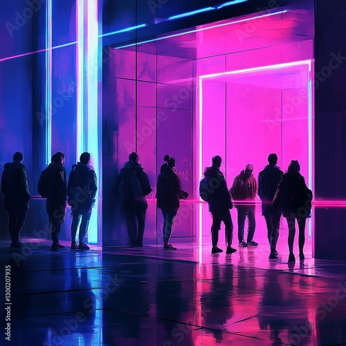 people waiting in line in front of techno club enterance