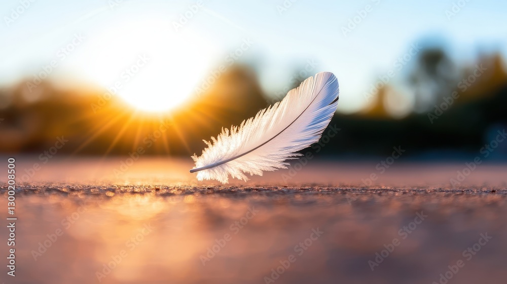Illusion of Weightlessness: Giant Feather Casting Shadow of Deception on Ground Illusion of Weightlessness: Giant Feather Casting Shadow of Deception on Ground