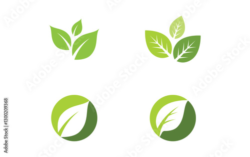Healthy life leaf concept logo design template