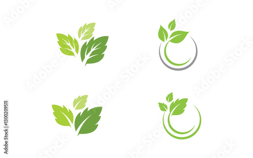 Healthy life leaf concept logo design template