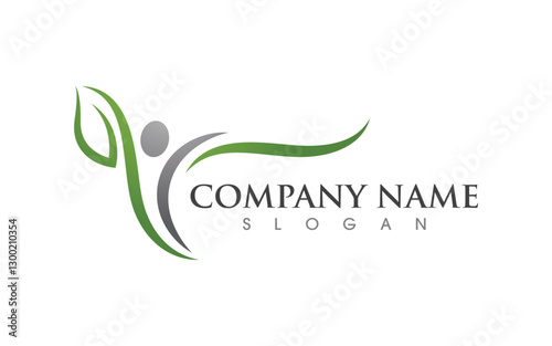 Healthy life leaf concept logo design template
