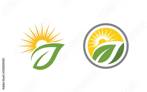 Healthy life leaf concept logo design template
