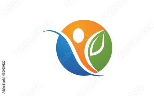 Healthy life leaf concept logo design template