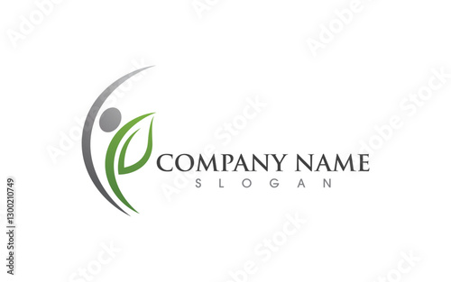 Healthy life leaf concept logo design template