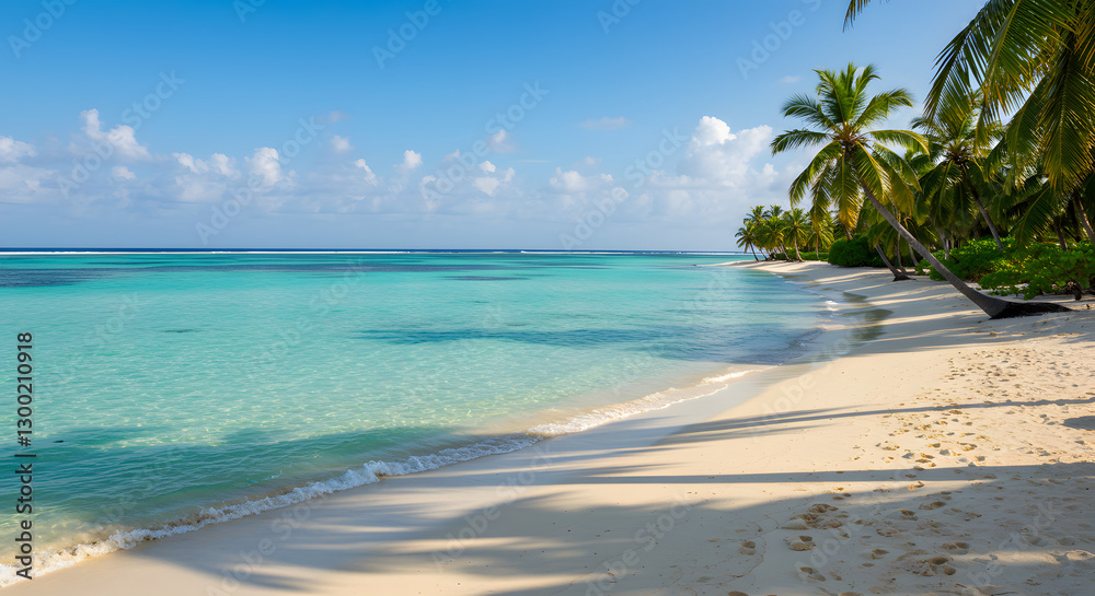 Fototapeta premium tropical beach with coconut palm trees