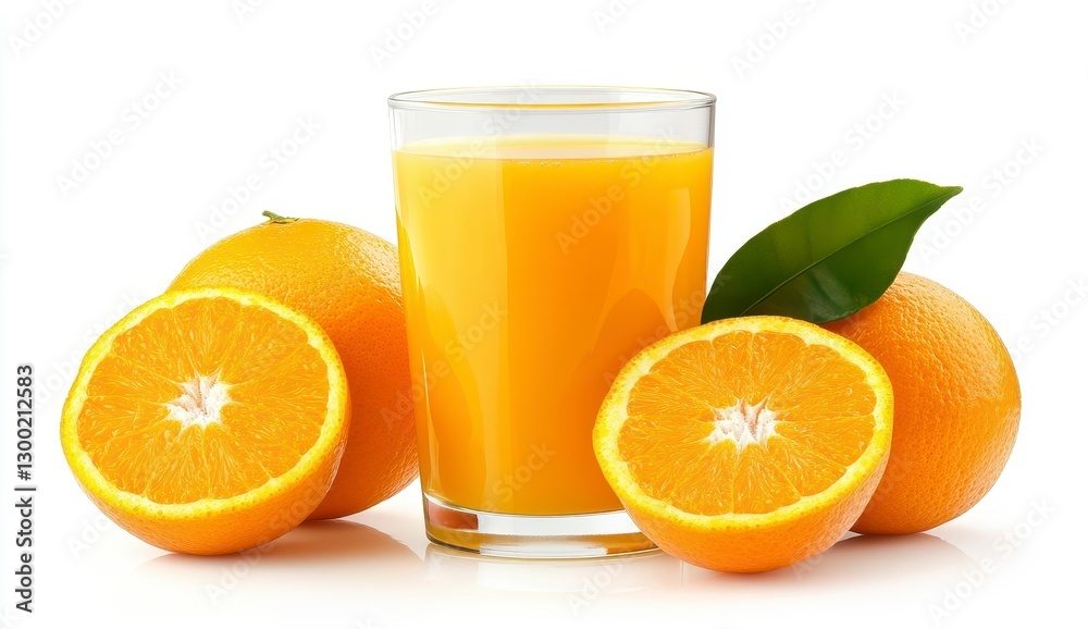 Fresh Orange Juice and Oranges Displayed Fresh Orange Juice and Oranges Displayed