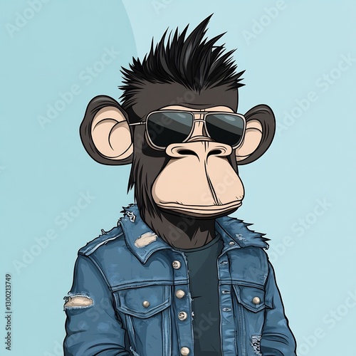 bold streetwear monkey, denim jacket