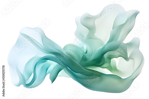 A poetic marriage of mint green and seafoam blue abstract shape placed on white or transparent background