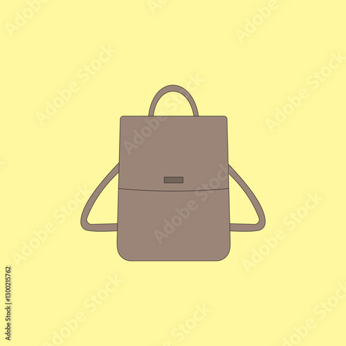 Backpack vector illustration on yellow background. Fashionable bag