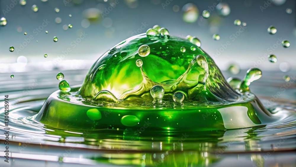 Slow Motion Green Jelly Falling on Wet White Surface - Close Up Macro Photography Slow Motion Green Jelly Falling on Wet White Surface - Close Up Macro Photography