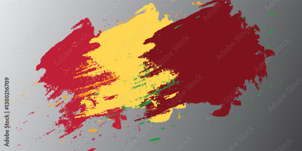 Red, yellow green watercolor brush strokes, doodles, banners set. Plain rwhite background bundle, pink reggae color. Spring watercolor texture. Hand drawn