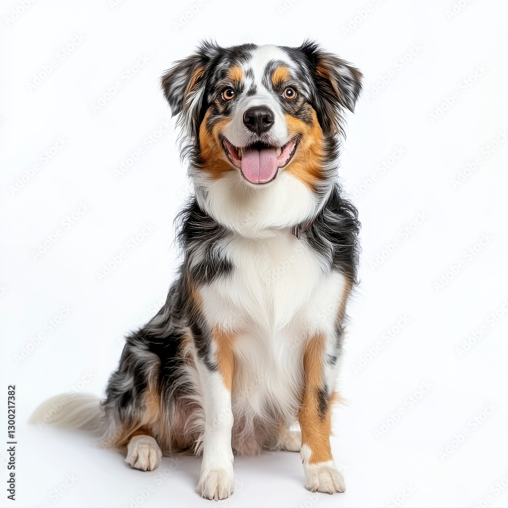 Adorable dog sitting against a pure white background with bright eyes and a playful expression captured in a portrait Adorable dog sitting against a pure white background with bright eyes and a playful expression captured in a portrait