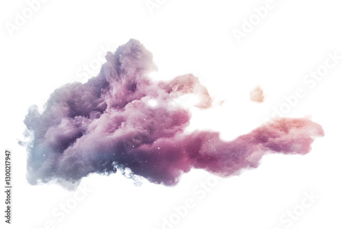 Harmonious nebula cloud patterns swirling in an abstract cloud shape on a white or transparent background