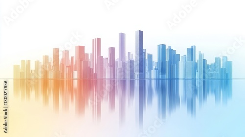 Abstract cityscape background vector, modern urban design with geometric shapes and vibrant colors