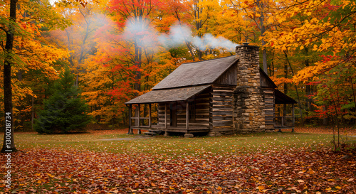 house in autumn forest