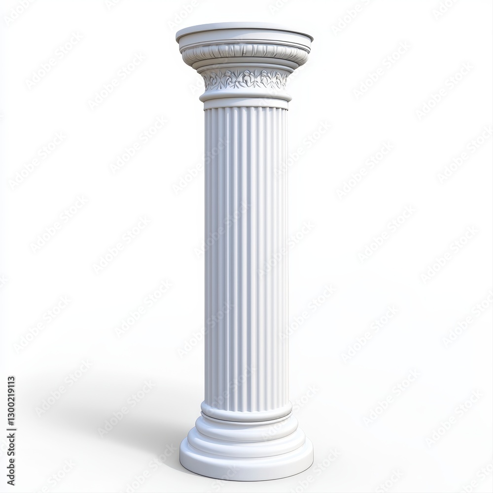 Majestic white column standing tall against a soft background highlighting classic architectural design elements Majestic white column standing tall against a soft background highlighting classic architectural design elements