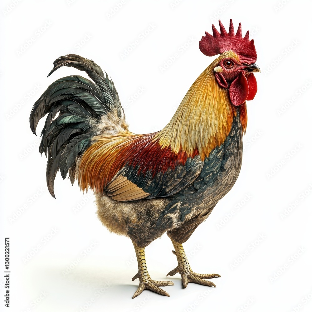 Fototapeta premium Colorful Rooster with Vibrant Feathers