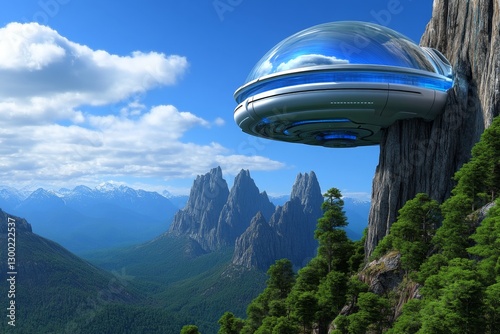 A futuristic city covered in a transparent dome to protect itself from climate extremes