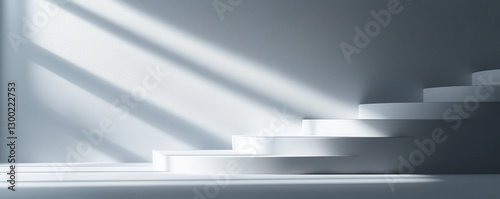 Elegant minimalistic staircase with soft light and shadows in modern design