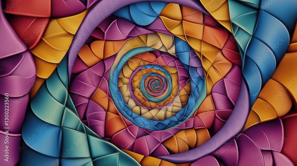 Fototapeta premium Colorful Spiral Pattern With Intricate Layers in Vibrant Tones Creating an Abstract Visual Effect