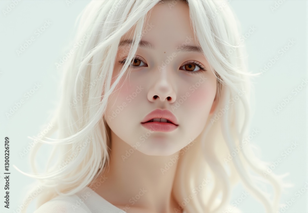 Fototapeta premium Portrait of Young Woman with Platinum Blonde Hair