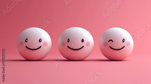 Playful Smiley Faces Expressing Happiness on a Bright Pink Background
