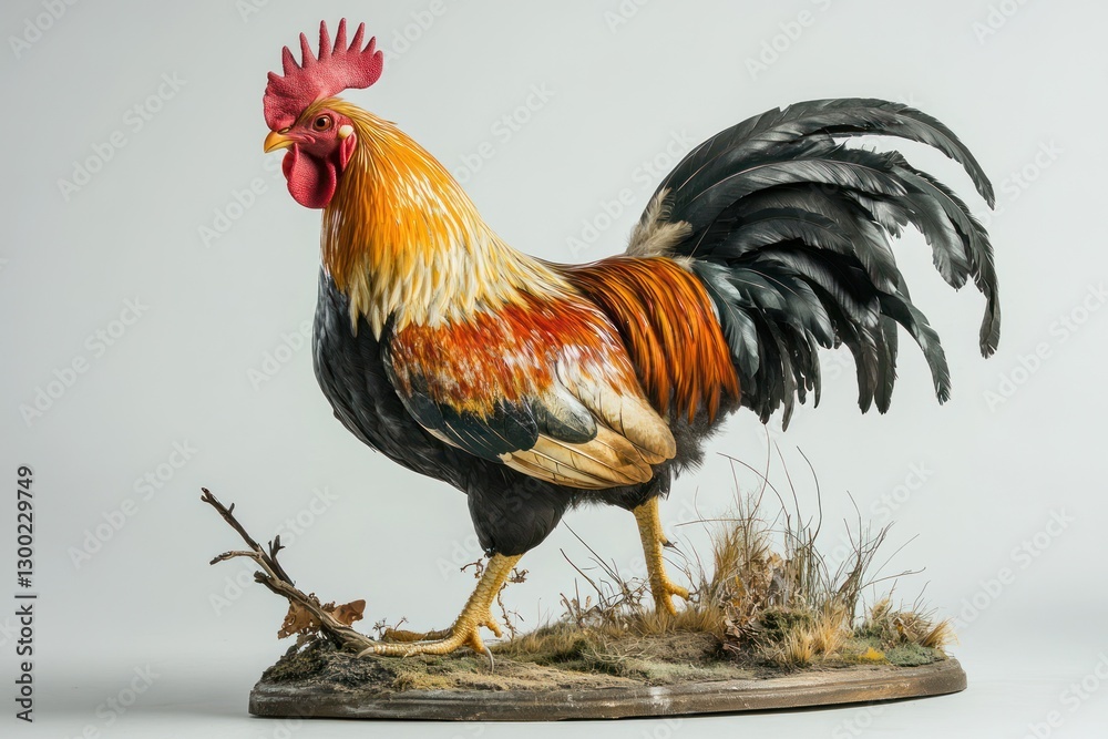Fototapeta premium Rooster taxidermy, studio shot, wildlife, nature, decoration