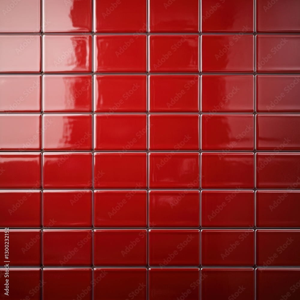 Red tiles with reflection for kitchen or bathroom design background, interior decorating Red tiles with reflection for kitchen or bathroom design background, interior decorating