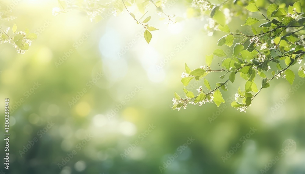 Spring bloom in a garden with sunlit leaves, backdrop for website, marketing, or a natural greeting card Spring bloom in a garden with sunlit leaves, backdrop for website, marketing, or a natural greeting card