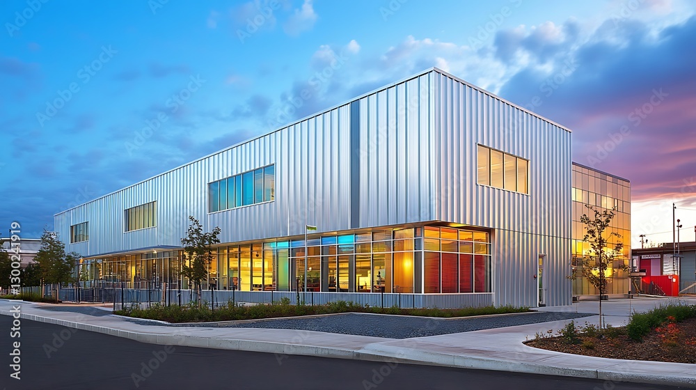 Fototapeta premium An Aluminum-Clad Modern Structure with Contemporary Features