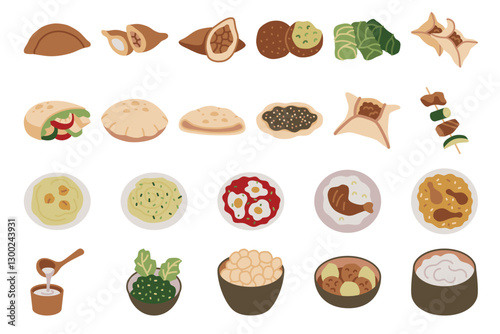 A Colorful Collection of Middle Eastern food icons