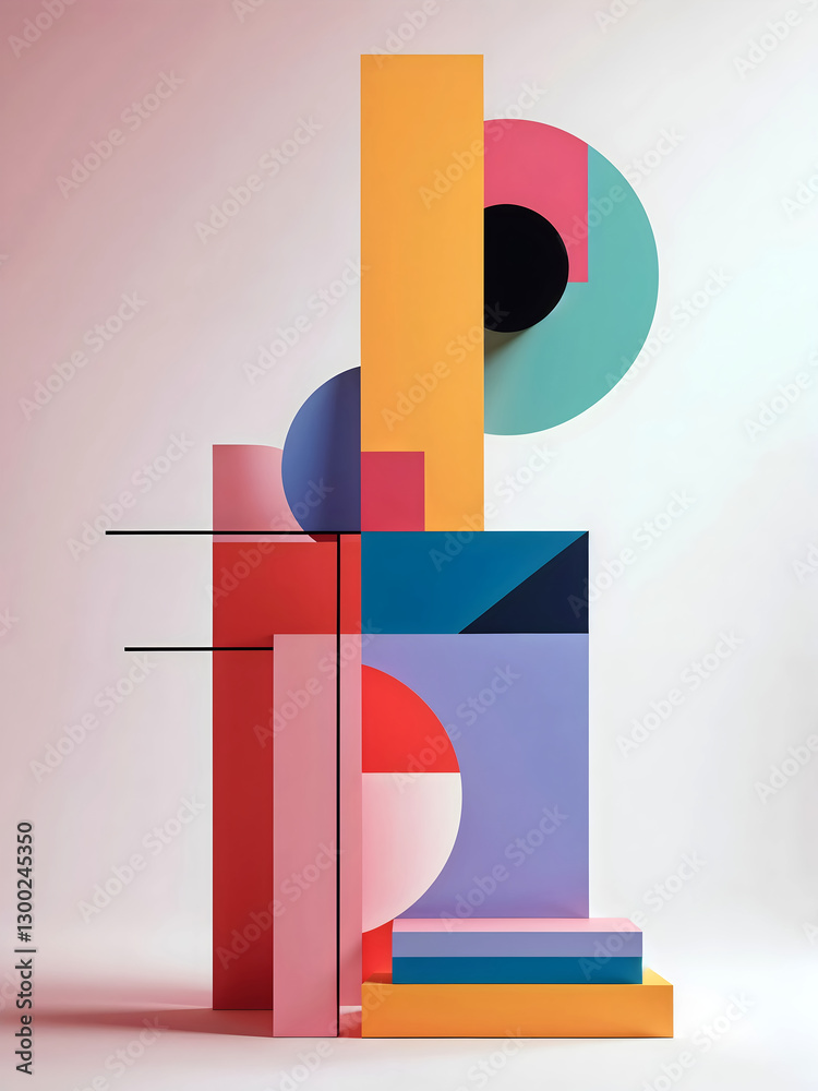 Abstract geometrical shapes background, colourful wallpaper, artistic wall art, wallpaper, template design