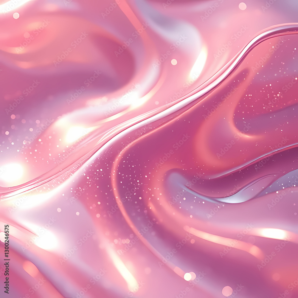 Obraz premium Glossy pale pink silk-like waves forming fluid patterns against a bright backdrop — Olas brillantes de textura sedosa rosa pálido formando patrones fluidos sobre fondo luminoso.