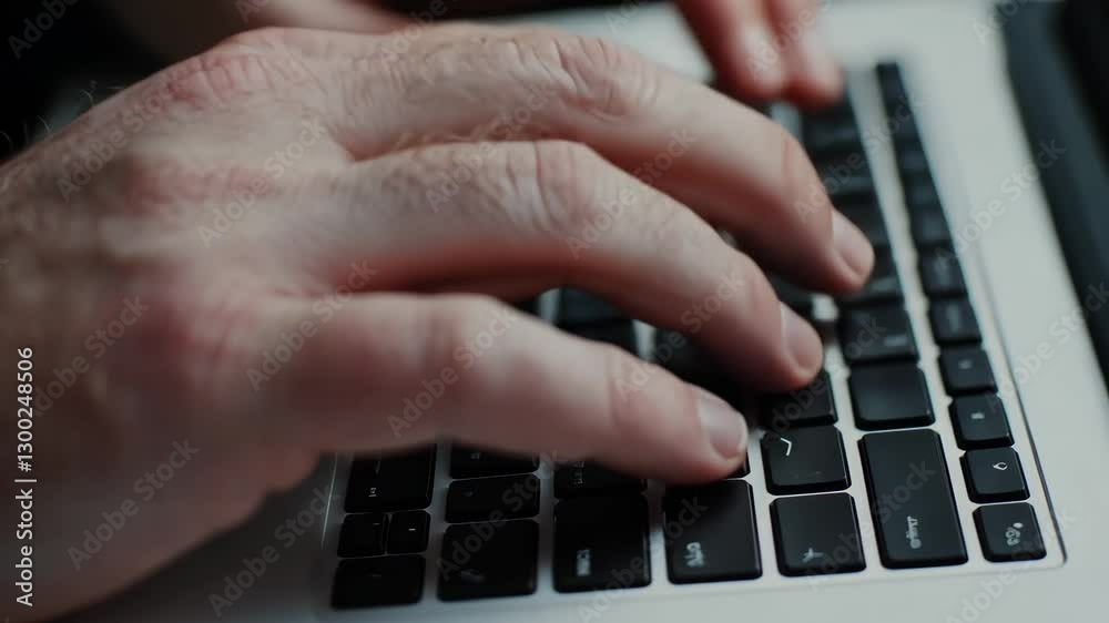 Freelancer typing on laptop keyboard close-up of hands Freelancer typing on laptop keyboard close-up of hands