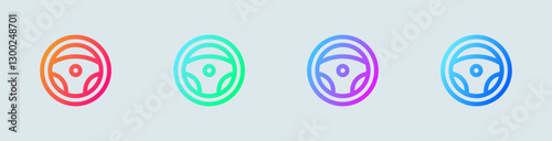 Steering wheel line icon in gradient colors. Control signs vector illustration.