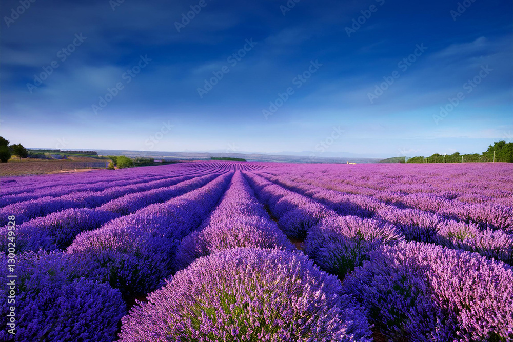 Obraz premium Lavender Fields in Full Bloom at Sunset