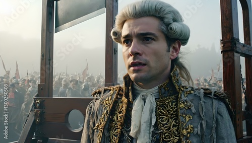 Aristocrat Facing the Guillotine During the French Revolution
