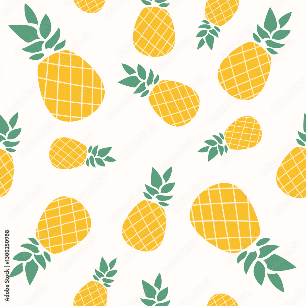 Pineapple vector seamless pattern. Summer background design.